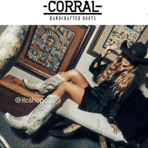 Corral White Glitter Inlay and Crystals A3322 Boots